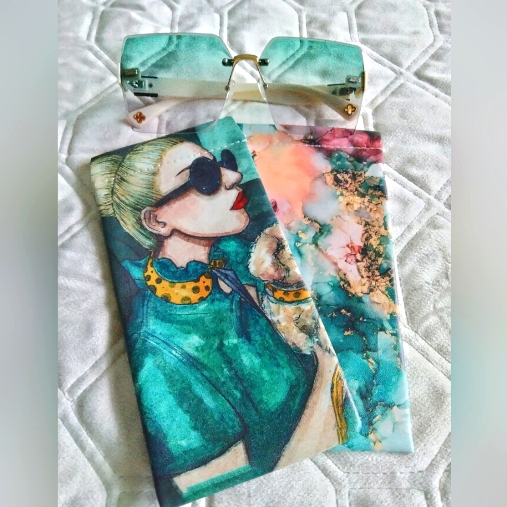 3 pc. Glam Sunglasses set w/ombre large square lenses